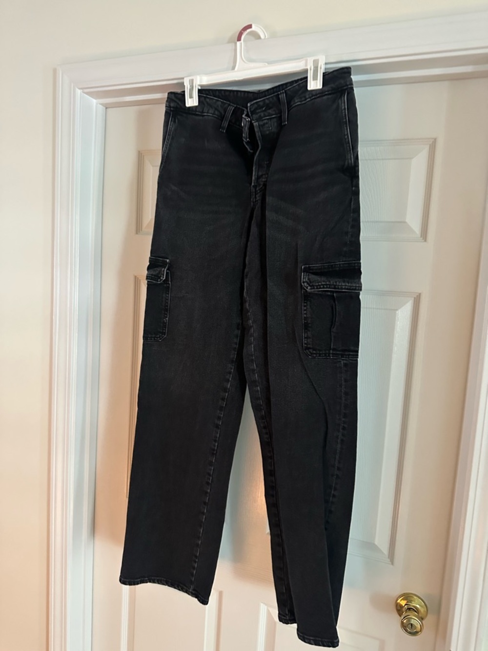 Express High-Rise Black Cargo Jeans
